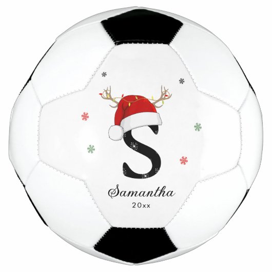 Letternaam Santa Hat | Monogram | Aangepast Initia Voetbal (Voorkant)