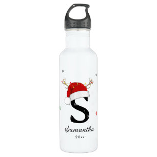 Letternaam Santa Hat   Monogram   Aangepast Initia Waterfles