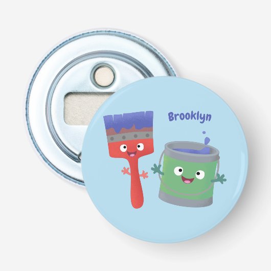 Letterpenseel- en tekentekentekentekens button flesopener (Voorkant)