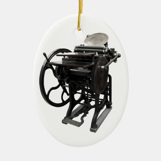 letterpress 1888 ovaal siermiddel keramisch ornament (Voorkant)