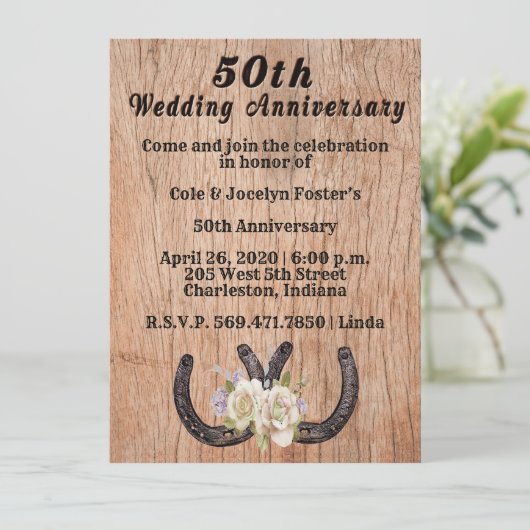 Letterpress 50e Jubileum Celebration Kaart (Staand voorkant)