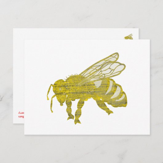 Letterpress Bee Briefkaart (Voorkant / Achterkant)