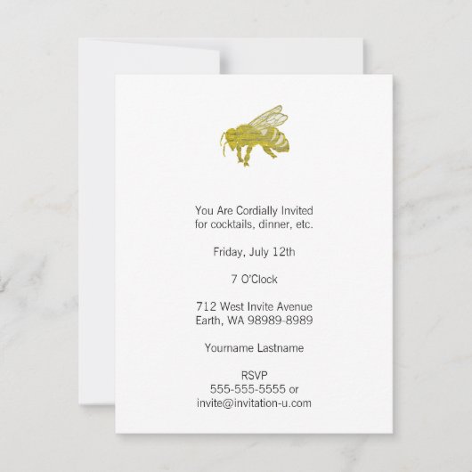 Letterpress Bee Kaart (Voorkant)