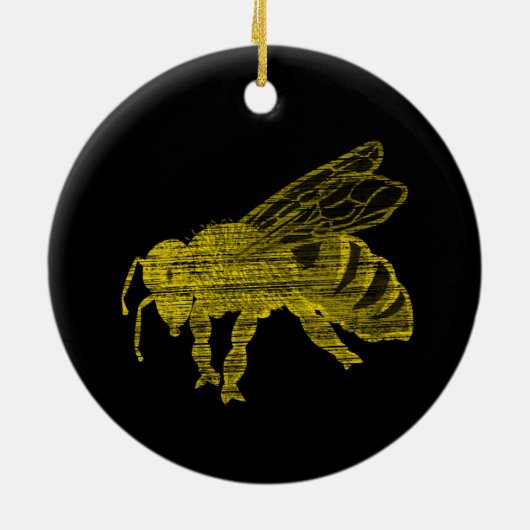 Letterpress Bee Keramisch Ornament (Achterkant)