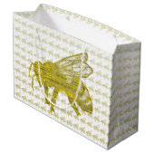 Letterpress Bee Large Cadeautasje (Achterkant Gekanteld)