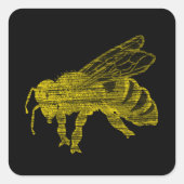 Letterpress Bee Vierkante Sticker (Voorkant)