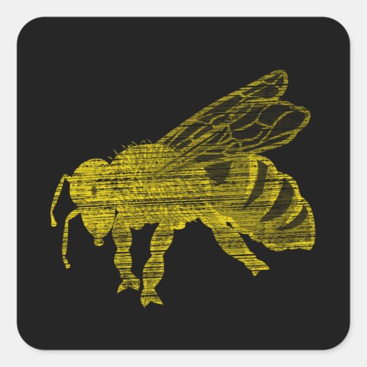 Letterpress Bee Vierkante Sticker (Voorkant)