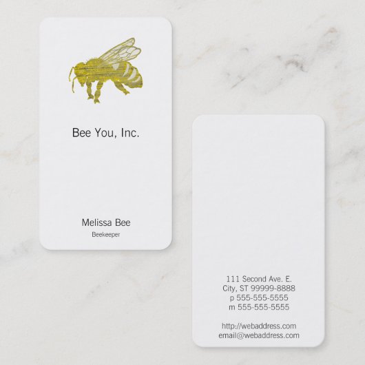 Letterpress Bee Visitekaartje (Voorkant / Achterkant)