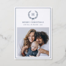 Letterpress Family Monogram Christmas Wreath Photo