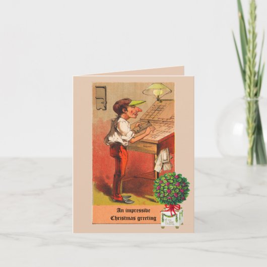  letterpress kerstkaart komische printer feestdagen kaart (Voorkant)