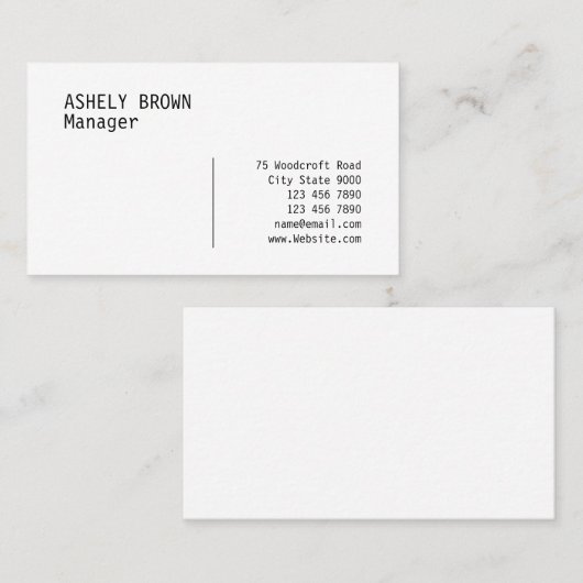 Letterpress Modern Professional Visitekaartje (Voorkant / Achterkant)