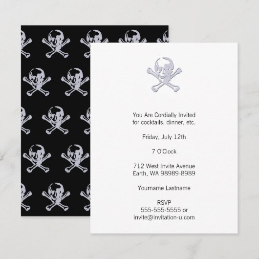Letterpress stijl Jolly Roger Kaart (Voorkant / Achterkant)