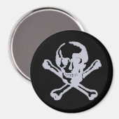 Letterpress stijl Jolly Roger Magneet (Voorkant / Achterkant)