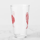 Letterpress stijl rode haan glas (Links)