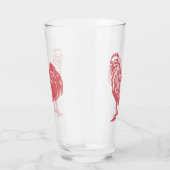 Letterpress stijl rode haan glas (Rechts)