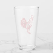 Letterpress stijl rode haan glas (Achterkant)