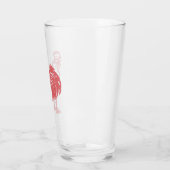 Letterpress stijl rode haan glas (Links)
