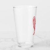 Letterpress stijl rode haan glas (Rechts)
