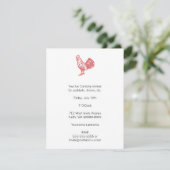 Letterpress stijl rode haan kaart (Staand voorkant)