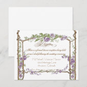 Letterpress stijl vintage namaak bois tralie paars informatiekaartje (Voorkant / Achterkant)