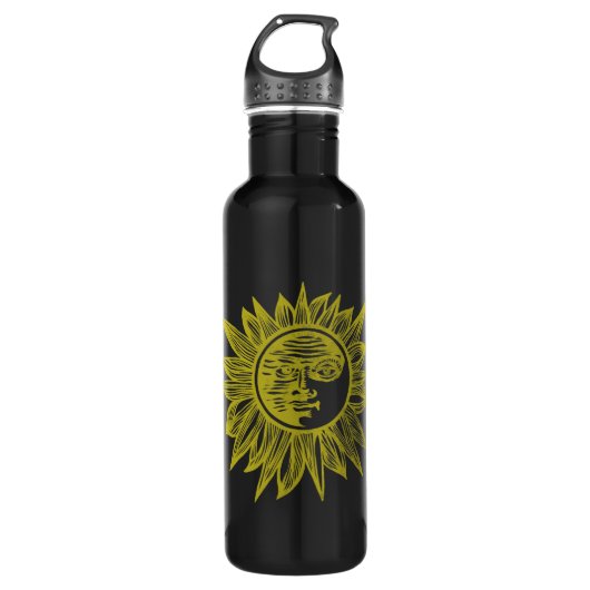 Letterpress Stijl Zon Waterfles (Voorkant)