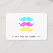 Letterpress Style CMY Mustaches Euro Visitekaartje (Voorkant)