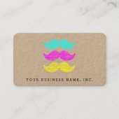 Letterpress Style CMY Mustaches Kraft Visitekaartje (Voorkant)
