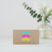 Letterpress Style CMY Mustaches Kraft Visitekaartje (Staand voorkant)