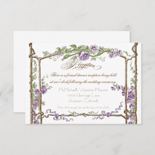 Letterpress Style  Faux Bois Trellis - Blue Kaart (Voorkant / Achterkant)