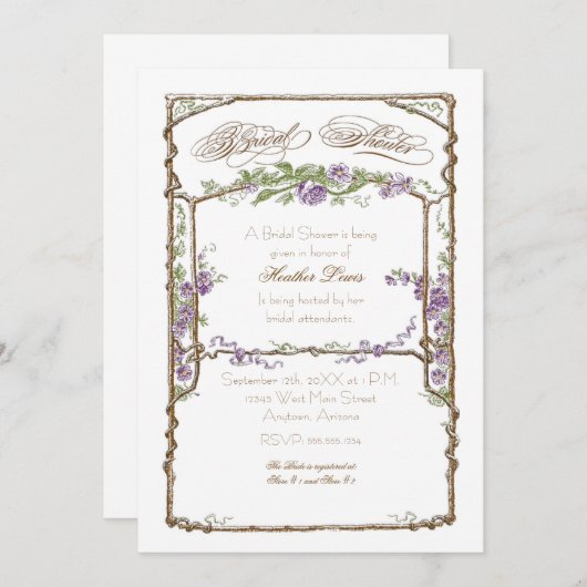 Letterpress Style  Faux Bois Trellis Coral Kaart (Voorkant / Achterkant)