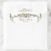 Letterpress Style  Faux Bois Trellis Paars Ovale Sticker (Tas)