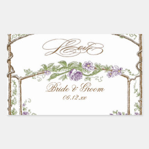 Letterpress Style  Faux Bois Trellis Paars Rechthoekige Sticker