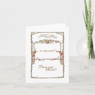 Letterpress Style  Faux Bois Trellis - Red Bedankkaart