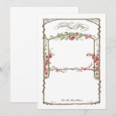 Letterpress Style  Faux Bois Trellis - Red Bedankkaart (Voorkant / Achterkant)