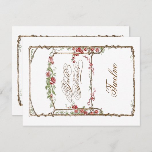 Letterpress Style  Faux Bois Trellis - Red Briefkaart (Voorkant / Achterkant)