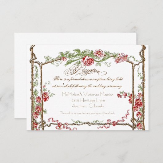 Letterpress Style  Faux Bois Trellis - Red Kaart (Voorkant / Achterkant)