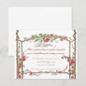 Letterpress Style  Faux Bois Trellis - Red Kaart (Voorkant / Achterkant)