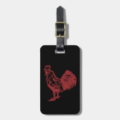 Letterpress Style Red Rooster Bagagelabel (Voorkant verticaal)