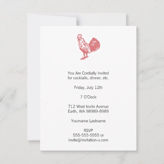 Letterpress Style Red Rooster Kaart (Voorkant)