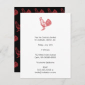 Letterpress Style Red Rooster Kaart (Voorkant / Achterkant)