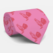 Letterpress Style Red Rooster Stropdas (Opgerold)