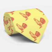 Letterpress Style Red Rooster Stropdas (Opgerold)