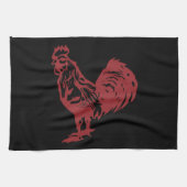 Letterpress Style Red Rooster Theedoek (Horizontaal)