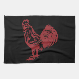 Letterpress Style Red Rooster Theedoek