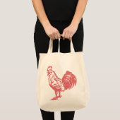 Letterpress Style Red Rooster Tote Bag (Voorkant (product))