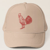 Letterpress Style Red Rooster Trucker Pet (Voorkant)