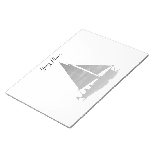 Letterpress Style Sailboot Notitieblok (Schuin)