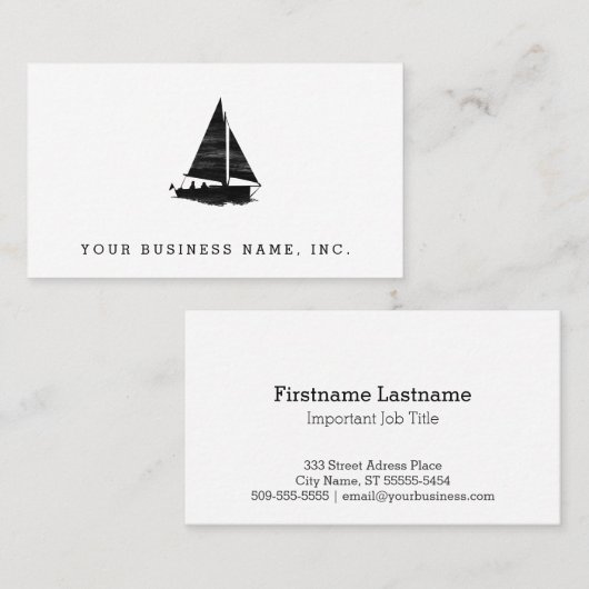 Letterpress Style Sailboot Visitekaartje (Voorkant / Achterkant)