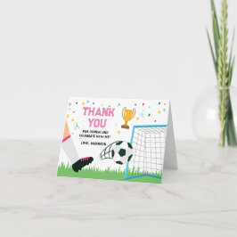 Letterpress Thank You Card Soccer Sport Birthday ( Bedankkaart