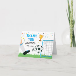 Letterpress Thank You Card Soccer Sport Birthday ( Bedankkaart